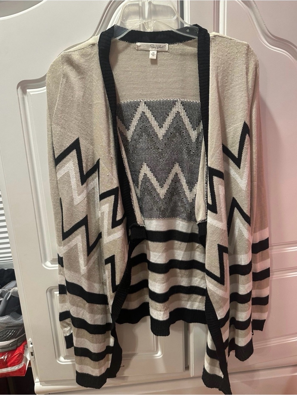 Say What? Chevron Open Cardigan – Size XS